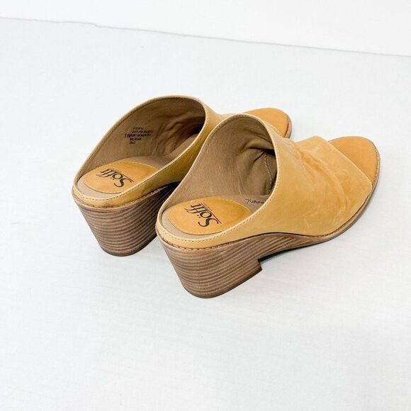 Sofft Strathmore NWB Sz 9.5 Soleil Yellow Luxe Italian Ruched Slide Wedge Shoes - Picture 8 of 16